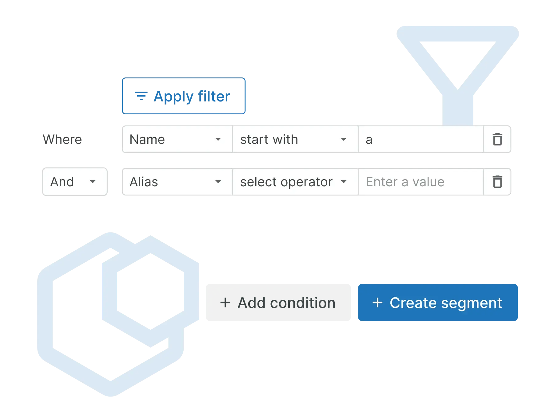 Gumawa ng mga filter ayon sa segment